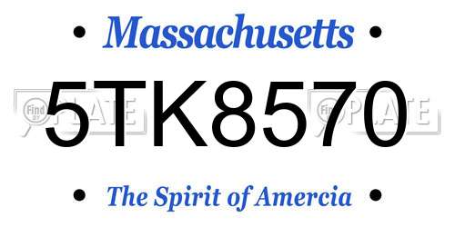5TK8570 Massachusetts License Plate
