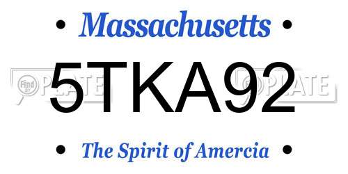 5TKA92 Massachusetts License Plate