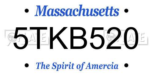 5TKB520 Massachusetts License Plate