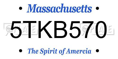 5TKB570 Massachusetts License Plate