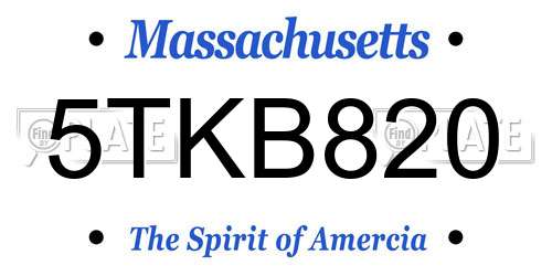 5TKB820 Massachusetts License Plate
