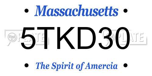 5TKD30 Massachusetts License Plate