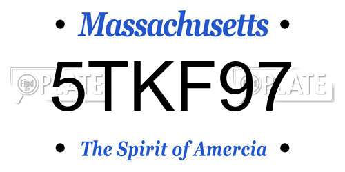 5TKF97 Massachusetts License Plate