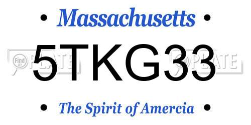 5TKG33 Massachusetts License Plate