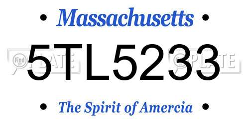 5TL5233 Massachusetts License Plate