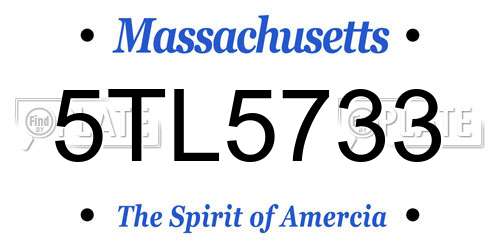 5TL5733 Massachusetts License Plate