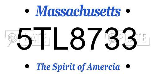 5TL8733 Massachusetts License Plate