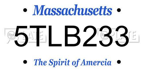 5TLB233 Massachusetts License Plate