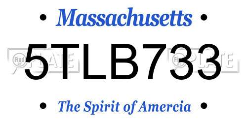 5TLB733 Massachusetts License Plate