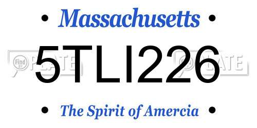 5TLI226 Massachusetts License Plate
