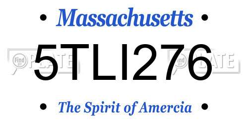 5TLI276 Massachusetts License Plate