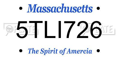5TLI726 Massachusetts License Plate