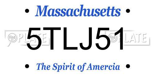 5TLJ51 Massachusetts License Plate