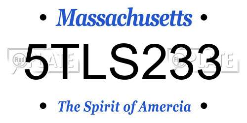 5TLS233 Massachusetts License Plate