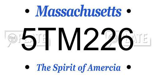 5TM226 Massachusetts License Plate