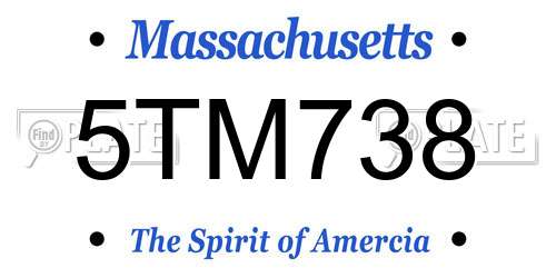 5TM738 Massachusetts License Plate