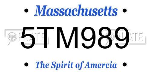 5TM989 Massachusetts License Plate