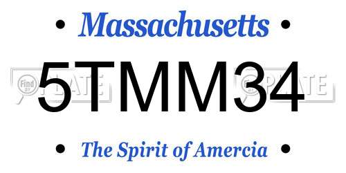 5TMM34 Massachusetts License Plate