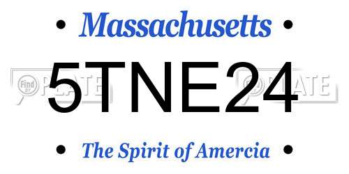 5TNE24 Massachusetts License Plate