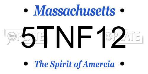 5TNF12 Massachusetts License Plate