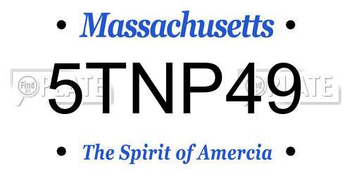5TNP49 Massachusetts License Plate