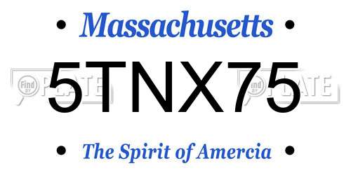 5TNX75 Massachusetts License Plate
