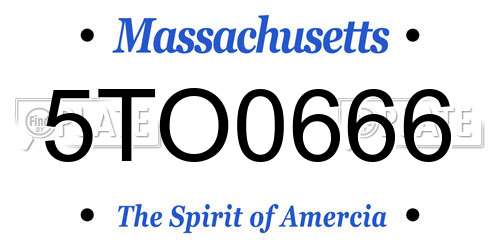 5TO0666 Massachusetts License Plate