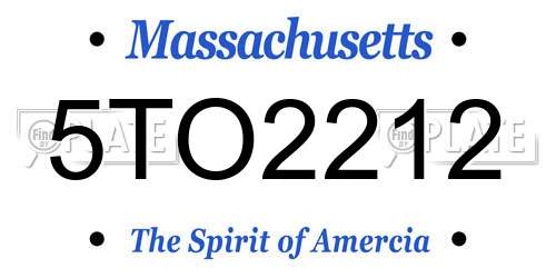 5TO2212 Massachusetts License Plate