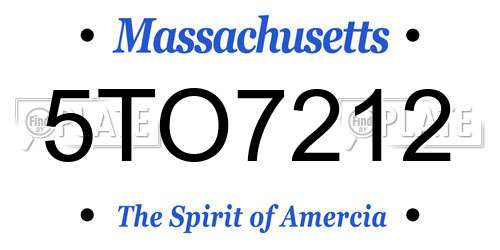 5TO7212 Massachusetts License Plate