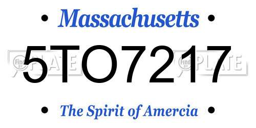 5TO7217 Massachusetts License Plate
