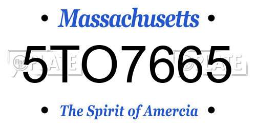 5TO7665 Massachusetts License Plate