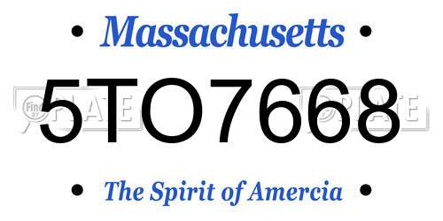 5TO7668 Massachusetts License Plate