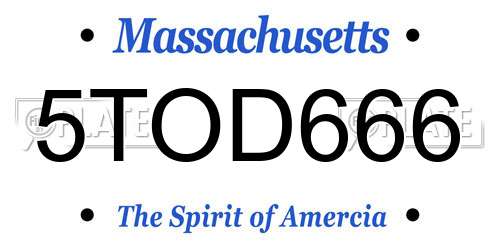 5TOD666 Massachusetts License Plate