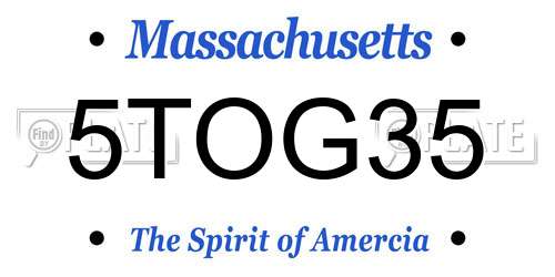 5TOG35 Massachusetts License Plate
