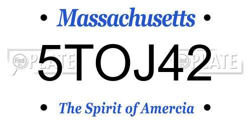 5TOJ42 Massachusetts License Plate