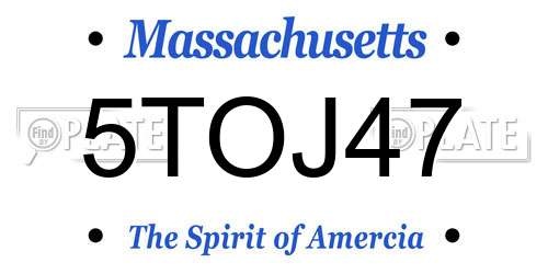 5TOJ47 Massachusetts License Plate