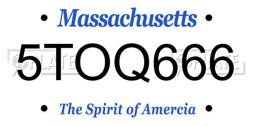 5TOQ666 Massachusetts License Plate