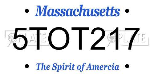 5TOT217 Massachusetts License Plate