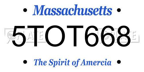5TOT668 Massachusetts License Plate