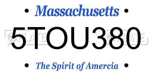 5TOU380 Massachusetts License Plate