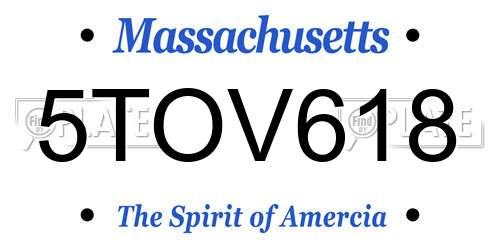 5TOV618 Massachusetts License Plate