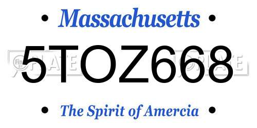 5TOZ668 Massachusetts License Plate