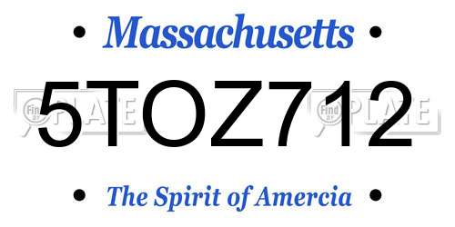 5TOZ712 Massachusetts License Plate