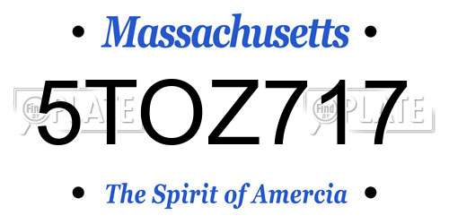 5TOZ717 Massachusetts License Plate