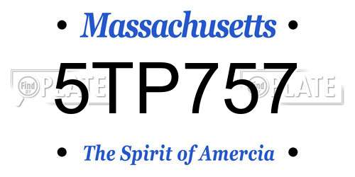 5TP757 Massachusetts License Plate