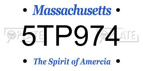 5TP974 Massachusetts License Plate