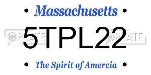 5TPL22 Massachusetts License Plate