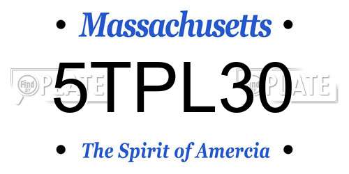 5TPL30 Massachusetts License Plate