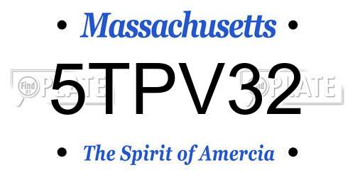 5TPV32 Massachusetts License Plate