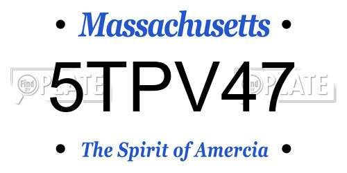5TPV47 Massachusetts License Plate